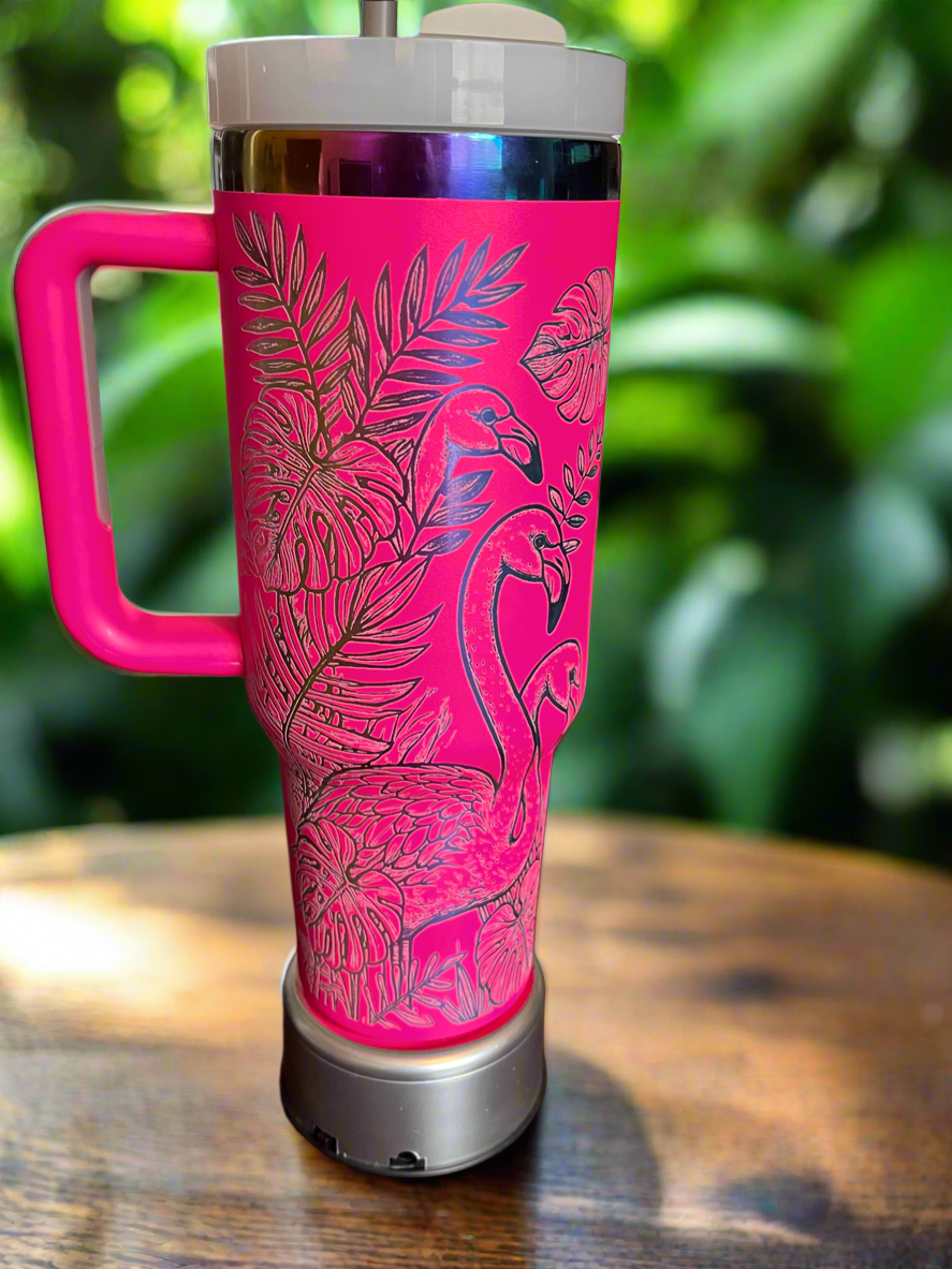 Custom Flamingo Engraved 40 oz. tumbler