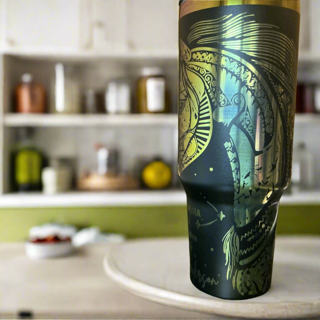 Custom Engraved Boho Horse Design 40 oz Tumbler, Personalized Insulated Drinkware, Unique Horse Gift, Perfect for Horse Lovers