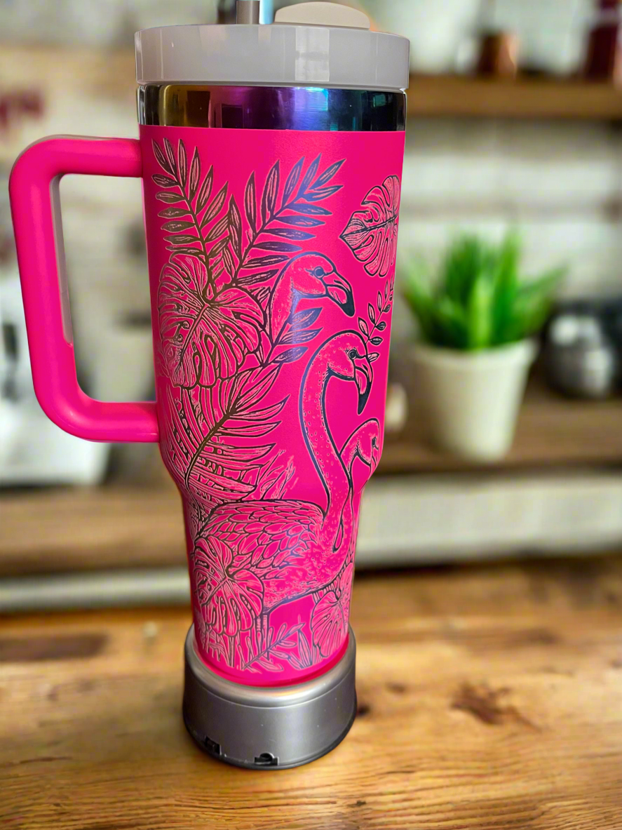 Custom Flamingo Engraved 40 oz. tumbler