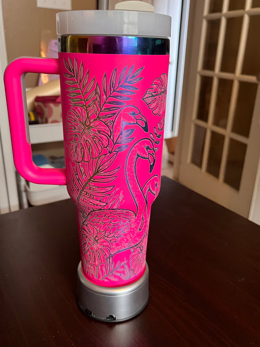 Custom Flamingo Engraved 40 oz. tumbler